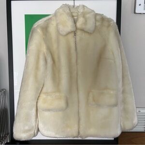 vintage faux fur white coat